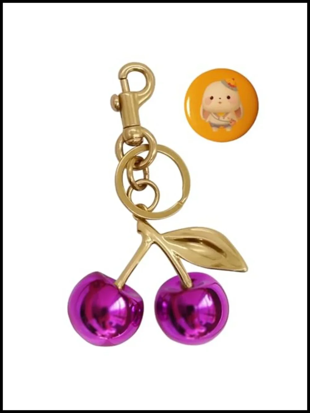 Cherry Charm Keychain for Purses and Bags, Cute Keychain Accessory for Women,
